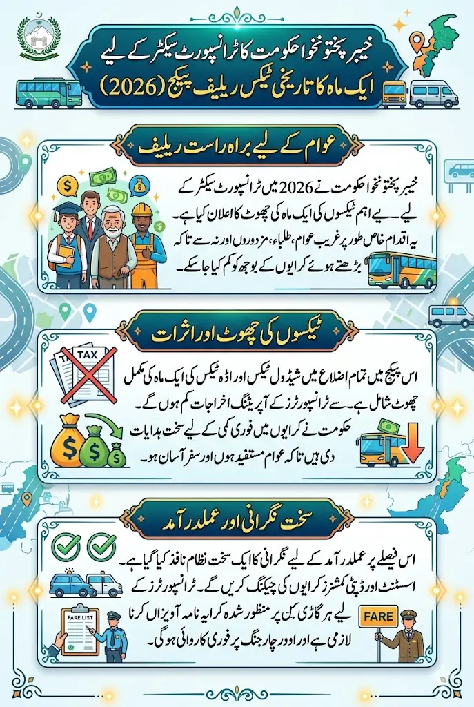 KP Govt Announces One-Month Tax Relief for Transport Sector 2026
